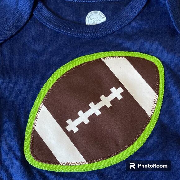 NWOT, 0-3 MONTH BLUE FOOTBALL ONESIE - Picture 3 of 5